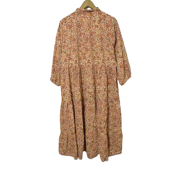 Natural Life Sz XL Yellow Pink Floral Puff Sleeve April Maxi Dress Cottagecore - Picture 3 of 6